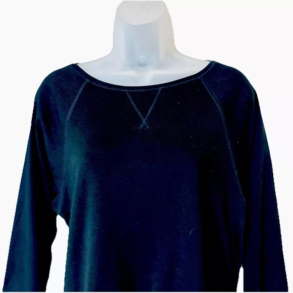 Lilla P Women's Long Sleeve Boat Neck Top Black 100% Cotton Size XS - Picture 2 of 9